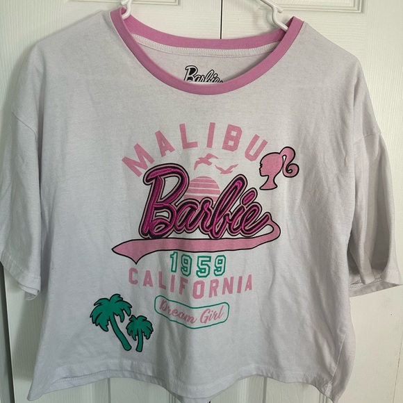 Barbie White and Pink Malibu Crop Top - Picture 1 of 3